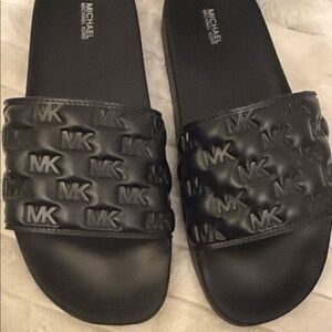 Michael Kors Embossed Black Slides